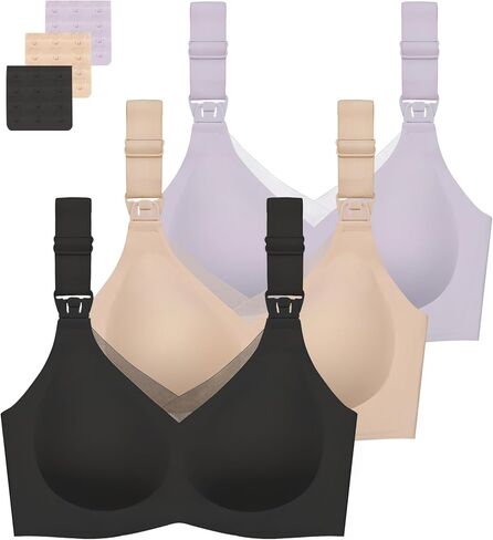 Gailife 3 Pack Nursing Bras for Breastfeeding Seamless V Neck Mesh Maternity Bra Comfort Pregnancy Sleep Bralette in Saudi Arabia