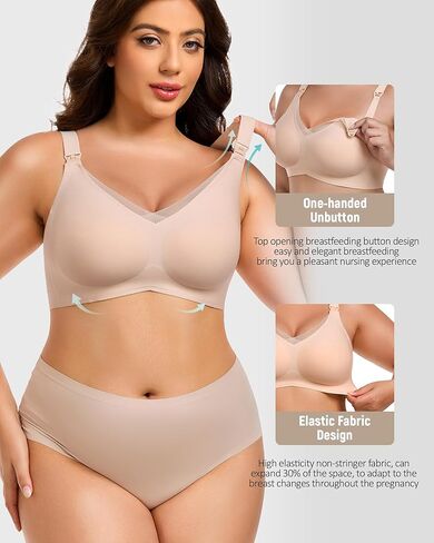 Gailife 3 Pack Nursing Bras for Breastfeeding Seamless V Neck Mesh Maternity Bra Comfort Pregnancy Sleep Bralette in Saudi Arabia