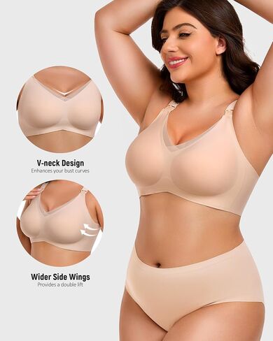 Gailife 3 Pack Nursing Bras for Breastfeeding Seamless V Neck Mesh Maternity Bra Comfort Pregnancy Sleep Bralette in Saudi Arabia