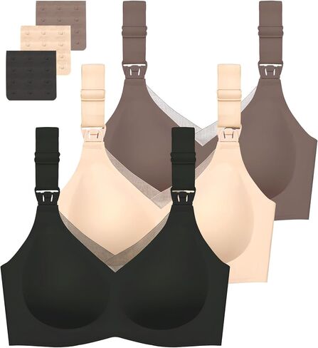 Gailife 3 Pack Nursing Bras for Breastfeeding Seamless V Neck Mesh Maternity Bra Comfort Pregnancy Sleep Bralette in Saudi Arabia