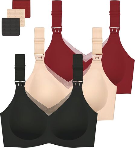 Gailife 3 Pack Nursing Bras for Breastfeeding Seamless V Neck Mesh Maternity Bra Comfort Pregnancy Sleep Bralette in Saudi Arabia