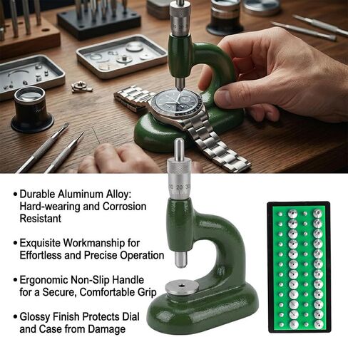 Watch Jewelling Tool & Case Press Module - Aluminum Alloy Disassembly Station with 48 Precision Hole Dies - Manual Force Modulation for Watchmaking - Structural Grade Desktop Repair Component in Kuwait