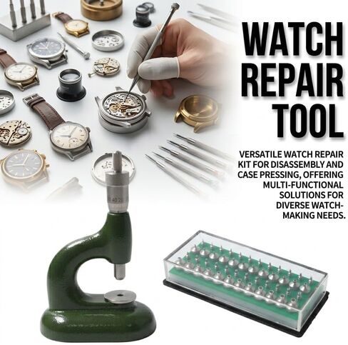 Watch Jewelling Tool & Case Press Module - Aluminum Alloy Disassembly Station with 48 Precision Hole Dies - Manual Force Modulation for Watchmaking - Structural Grade Desktop Repair Component in Kuwait