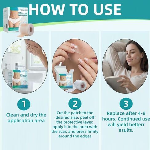 Lonqi Care Breeze 3 in 1 Care Patch, 2026 New Hyaluronic Acid Nano Repair Silicone Sheets, Waterproof Reusable Scar Tape for Wrinkles & Scars, Fits All Skin Types（2 Box） in Saudi Arabia