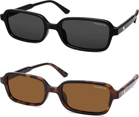 Polarized Trendy Retro Rectangle Sunglasses Womens Mens 90s Classic Vintage Sun Glasses AR82383 in Saudi Arabia