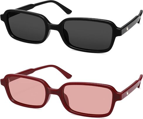 Polarized Trendy Retro Rectangle Sunglasses Womens Mens 90s Classic Vintage Sun Glasses AR82383 in Saudi Arabia
