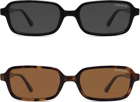Polarized Trendy Retro Rectangle Sunglasses Womens Mens 90s Classic Vintage Sun Glasses AR82383 in Saudi Arabia