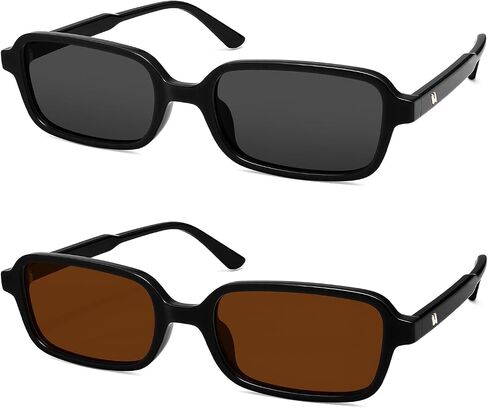 Polarized Trendy Retro Rectangle Sunglasses Womens Mens 90s Classic Vintage Sun Glasses AR82383 in Saudi Arabia