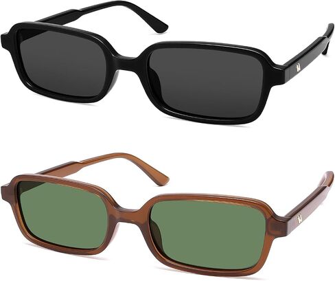 Polarized Trendy Retro Rectangle Sunglasses Womens Mens 90s Classic Vintage Sun Glasses AR82383 in Saudi Arabia