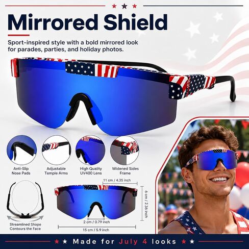 4th of July Sunglasses - 3 Pack American Flag Sunglasses for Women Men, Patriotic Red White and Blue Glasses for Independence Day, 250th Anniversary Fourth of July Accessories, USA Parade Party Favors in Kuwait