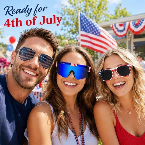 4th of July Sunglasses - 3 Pack American Flag Sunglasses for Women Men, Patriotic Red White and Blue Glasses for Independence Day, 250th Anniversary Fourth of July Accessories, USA Parade Party Favors in Kuwait
