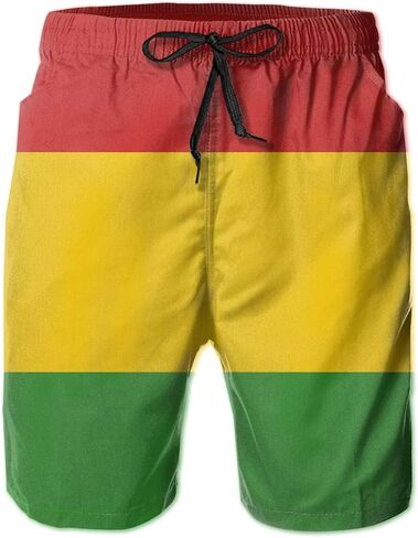 ملابس سباحة رجالية من SARA NELL، سراويل سباحة Reggae Rasta Flag Surfing Beach Board Shorts باللون الأبيض in Kuwait