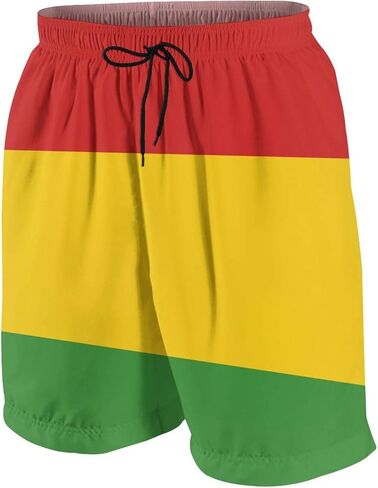 ملابس سباحة رجالية من SARA NELL، سراويل سباحة Reggae Rasta Flag Surfing Beach Board Shorts باللون الأبيض in Kuwait