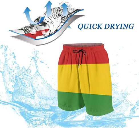 ملابس سباحة رجالية من SARA NELL، سراويل سباحة Reggae Rasta Flag Surfing Beach Board Shorts باللون الأبيض in Kuwait
