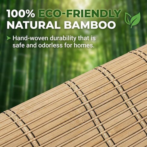 Bamboo Blinds for Interior Windows, Custom Bamboo Shades for Indoor Windows, Light Filtering, Easy to Install, Bambo Roll Up Blinds for Outdoor Patio, Decks, Porch, Backyards in Kuwait
