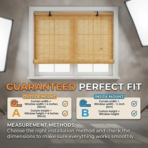Bamboo Blinds for Interior Windows, Custom Bamboo Shades for Indoor Windows, Light Filtering, Easy to Install, Bambo Roll Up Blinds for Outdoor Patio, Decks, Porch, Backyards in Kuwait