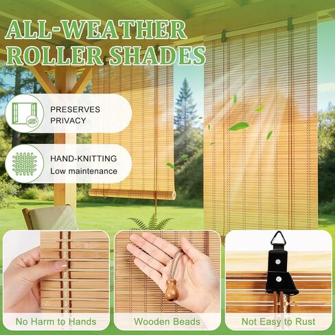 Bamboo Blinds 23x48 inch Bamboo Roman Shades for Indoor Windows Outdoor Patio,Light Filtering Sunshade Roll Up Window Shades,Easy to Install in Saudi Arabia