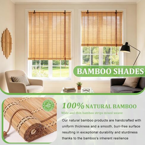 Bamboo Blinds 23x48 inch Bamboo Roman Shades for Indoor Windows Outdoor Patio,Light Filtering Sunshade Roll Up Window Shades,Easy to Install in Saudi Arabia
