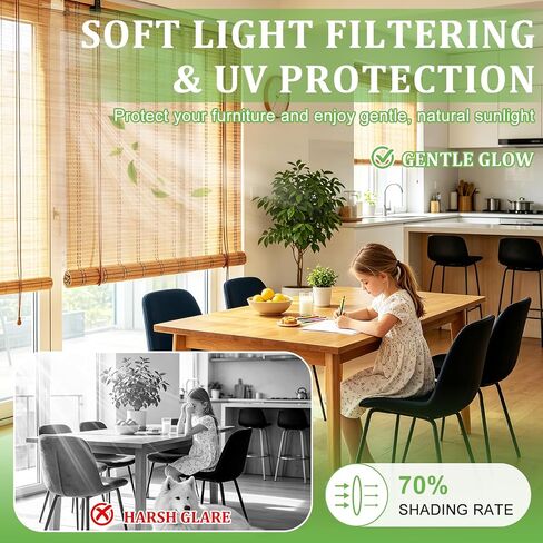 Bamboo Blinds 23x48 inch Bamboo Roman Shades for Indoor Windows Outdoor Patio,Light Filtering Sunshade Roll Up Window Shades,Easy to Install in Saudi Arabia