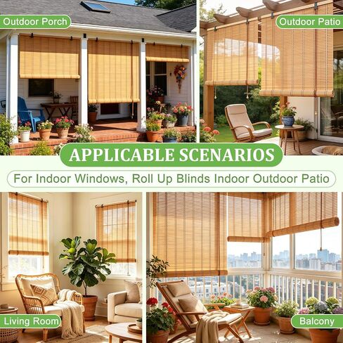Bamboo Blinds 23x48 inch Bamboo Roman Shades for Indoor Windows Outdoor Patio,Light Filtering Sunshade Roll Up Window Shades,Easy to Install in Saudi Arabia