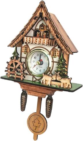 Wooden Cuckoo Clock Decorative Wall Clock with Movement Novelty Gift, E in Saudi Arabia