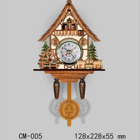 Wooden Cuckoo Clock Decorative Wall Clock with Movement Novelty Gift, E in Saudi Arabia