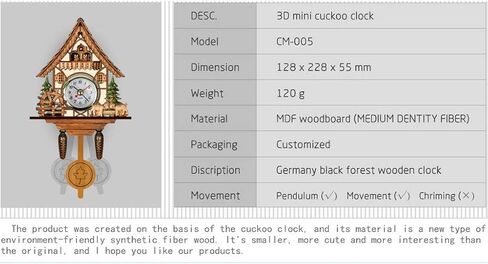 Wooden Cuckoo Clock Decorative Wall Clock with Movement Novelty Gift, E in Saudi Arabia