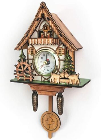 Wooden Cuckoo Clock Decorative Wall Clock with Movement Novelty Gift, E in Saudi Arabia