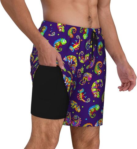 Men's Double Layer Swim Trunks,Quick-Dry Board Shorts with Compression Liner Pockets for Swimming Surf Gym Beach in Saudi Arabia