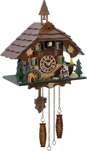 Cuckoo Clock Wall Art, 12 Melodies, Volume Control, Night Mode, Germany Style Black Forest Retro Handcrafted Wooden Chalet, Traditional Rustic Home Decor, Gift for Family (10.5" x 23") in Saudi Arabia
