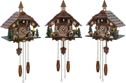 Cuckoo Clock Wall Art, 12 Melodies, Volume Control, Night Mode, Germany Style Black Forest Retro Handcrafted Wooden Chalet, Traditional Rustic Home Decor, Gift for Family (10.5" x 23") in Saudi Arabia