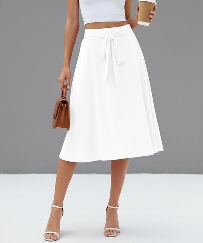 NILOUFO Midi Skirts for Women with Pockets - Summer High Waisted Casual Flowy Tie Knot Skirt for Work Beach Vacation 2026 in Saudi Arabia
