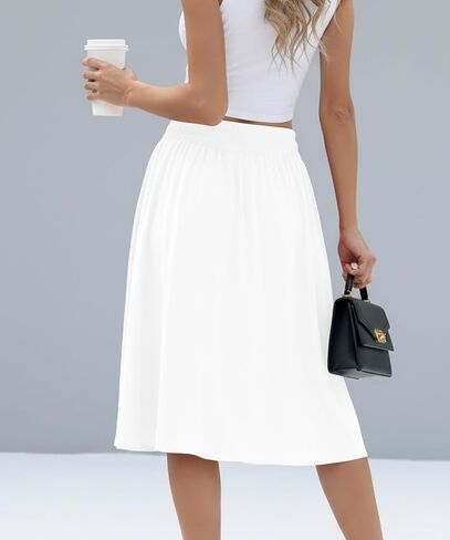 NILOUFO Midi Skirts for Women with Pockets - Summer High Waisted Casual Flowy Tie Knot Skirt for Work Beach Vacation 2026 in Saudi Arabia