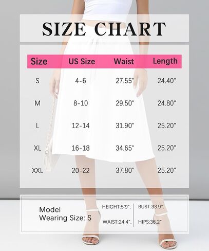 NILOUFO Midi Skirts for Women with Pockets - Summer High Waisted Casual Flowy Tie Knot Skirt for Work Beach Vacation 2026 in Saudi Arabia