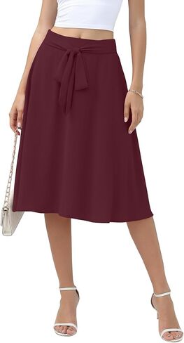 NILOUFO Midi Skirts for Women with Pockets - Summer High Waisted Casual Flowy Tie Knot Skirt for Work Beach Vacation 2026 in Saudi Arabia