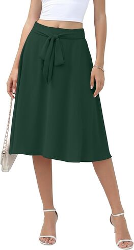 NILOUFO Midi Skirts for Women with Pockets - Summer High Waisted Casual Flowy Tie Knot Skirt for Work Beach Vacation 2026 in Saudi Arabia
