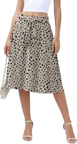 NILOUFO Midi Skirts for Women with Pockets - Summer High Waisted Casual Flowy Tie Knot Skirt for Work Beach Vacation 2026 in Saudi Arabia