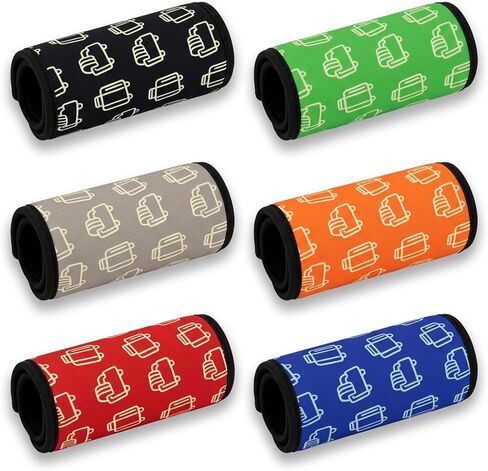 Luggage Handle Wraps, 6 Pack Neoprene Suitcase Handle Covers for Comfort Grip, Bright Luggage Identifiers for Easy Bag Recognition, Travel Accessories for Suitcases and Duffle Bags in Saudi Arabia