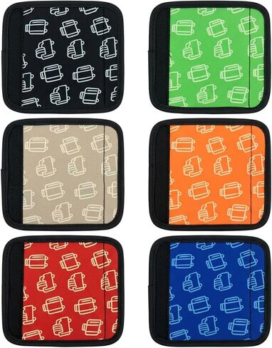 Luggage Handle Wraps, 6 Pack Neoprene Suitcase Handle Covers for Comfort Grip, Bright Luggage Identifiers for Easy Bag Recognition, Travel Accessories for Suitcases and Duffle Bags in Saudi Arabia