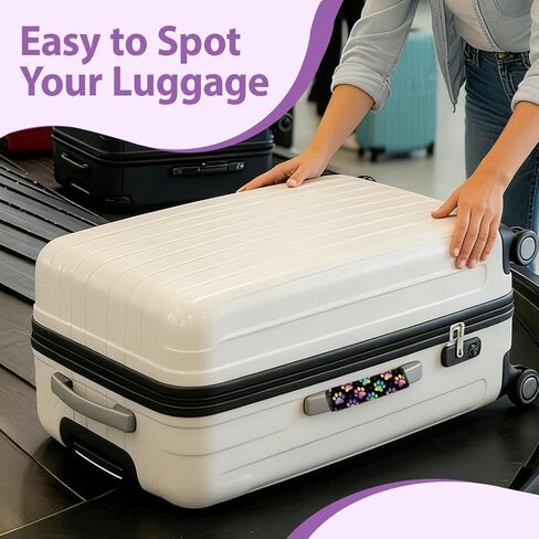 5 Pack Luggage Handle Wraps, Neoprene Suitcase Tags Identifiers for Travel, Paw Prints Luggage Handle Covers with Tags for Cruise Travel Accessories for Airplane/Flying in Kuwait