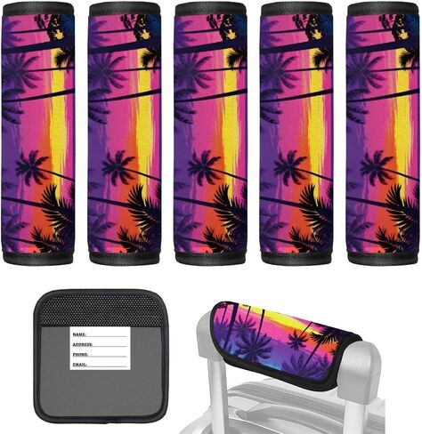 5 Pack Luggage Handle Wraps, Neoprene Suitcase Tags Identifiers for Travel, Paw Prints Luggage Handle Covers with Tags for Cruise Travel Accessories for Airplane/Flying in Kuwait