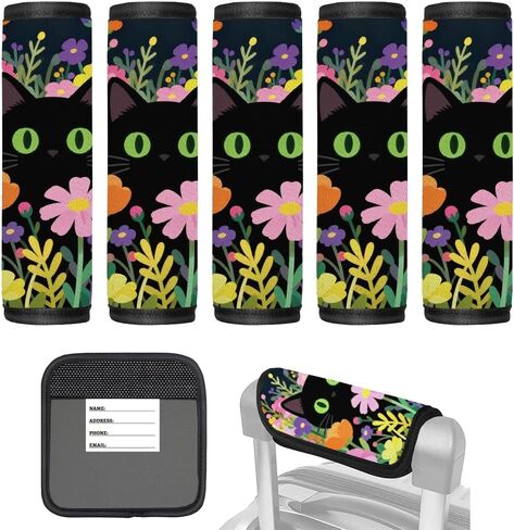 5 Pack Luggage Handle Wraps, Neoprene Suitcase Tags Identifiers for Travel, Paw Prints Luggage Handle Covers with Tags for Cruise Travel Accessories for Airplane/Flying in Kuwait