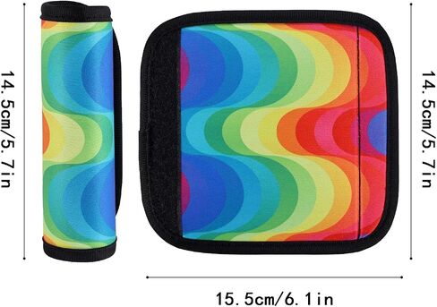 4pcs Luggage Handle Grips Wraps, Soft Neoprene Luggage Handle Wrap Detachable Luggage Handle Grip Covers/Tags/Gripper/Identifiers/Makers wrap for Suitcases Travel Bags (Rainbow Pattern) in Kuwait