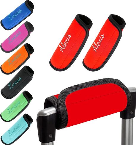 Personalized Luggage Handle Wrap with Embroidered Name Alex,6 Pcs Custom Soft Grip Handle Cover for Suitcase, Travel Bag Identifier, Machine Washable Travel Accessory(6) in Kuwait