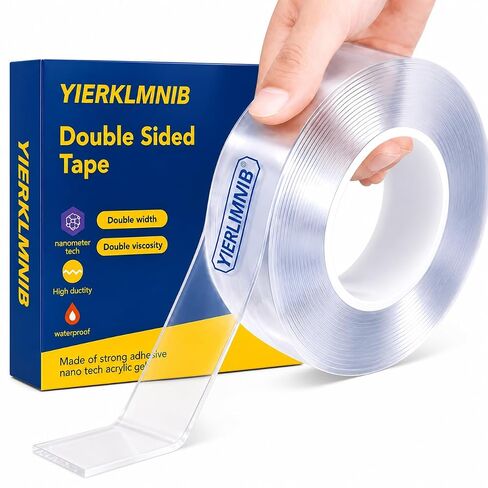 【1 Rolls】 Double Sided Tape Heavy Duty, Nano Clear Mounting Tape, Picture Hanging Poster Carpet Tape for Walls, Dorm Office School Outdoor, Removable Adhesive（9.85FTx1.2in in Kuwait