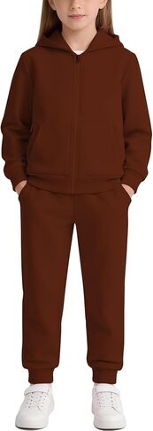 Dolpind Girls Boys 2 Piece Outfits Sweatsuit Full Zip Tracksuits Set Sweatshirt And Jogger Sweatpants Clothing Sets For Kid in Saudi Arabia