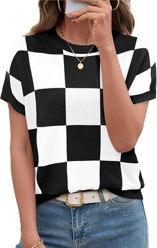 Magritta Summer Sweaters for Women Lightweight Crew Neck Tops Cap Sleeve Shirts Dressy Loose Fit Crochet Outfits in Kuwait