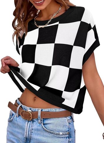 Magritta Summer Sweaters for Women Lightweight Crew Neck Tops Cap Sleeve Shirts Dressy Loose Fit Crochet Outfits in Kuwait