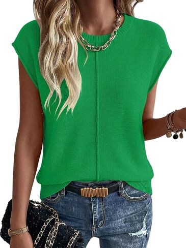 Magritta Summer Sweaters for Women Lightweight Crew Neck Tops Cap Sleeve Shirts Dressy Loose Fit Crochet Outfits in Kuwait