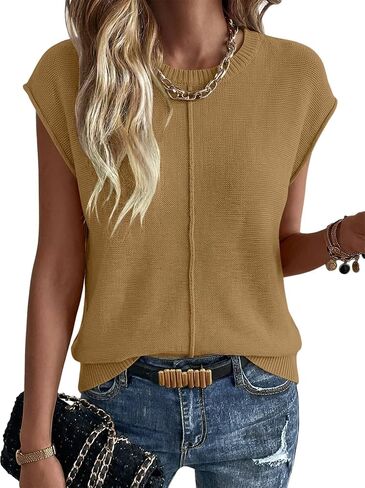 Magritta Summer Sweaters for Women Lightweight Crew Neck Tops Cap Sleeve Shirts Dressy Loose Fit Crochet Outfits in Kuwait